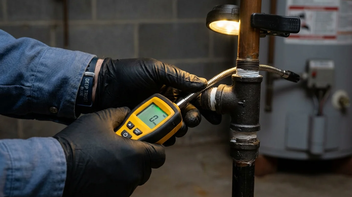 Gas leak detection with electronic sniffer by Johns Plumbing LLC in Little Falls