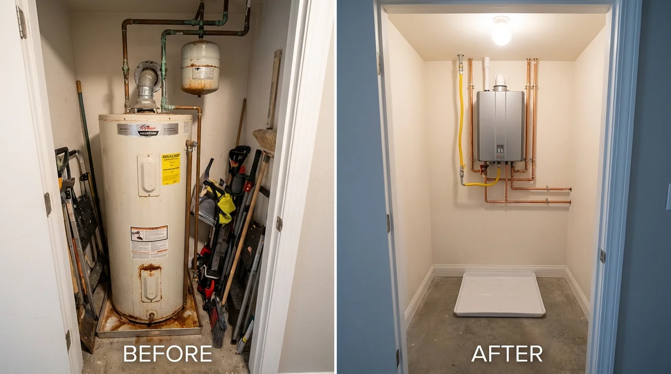 Tank water heater versus wall-mounted tankless unit comparison for Little Falls, NY homeowners